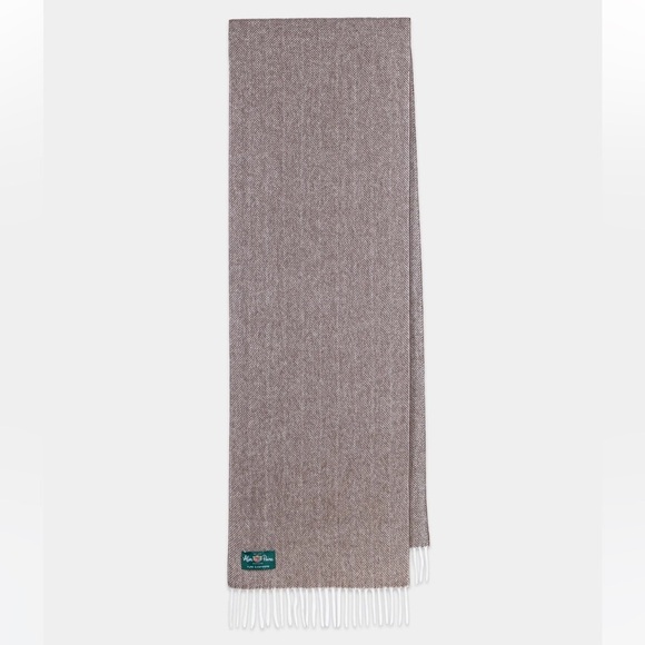 Alan Paine Kinross Cashmere Herringbone Scarf In Mid Brown - Picture 1 of 4